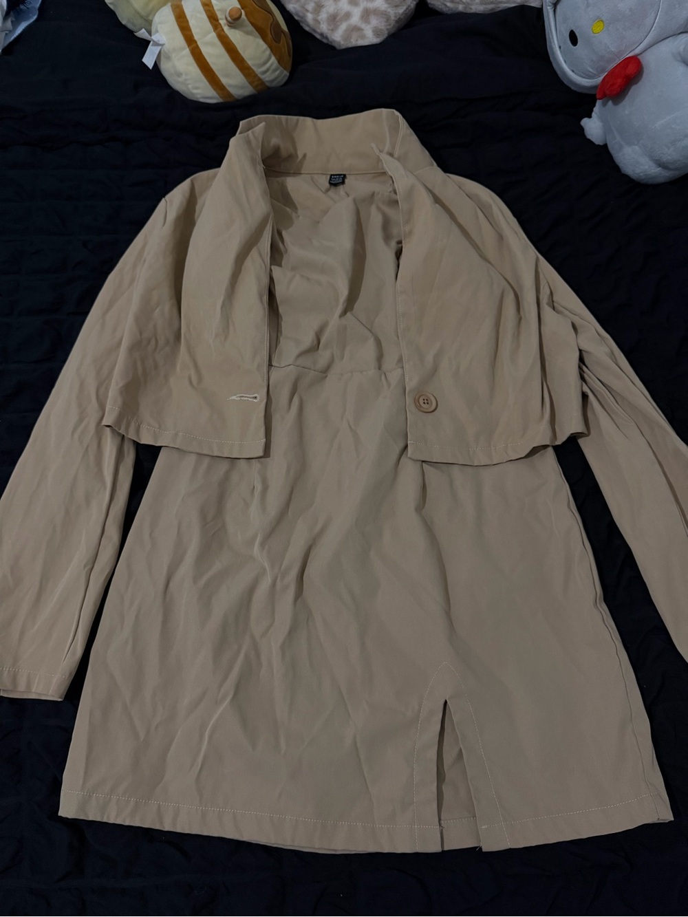 SHEIN Beige Mini Trench Coat Dress